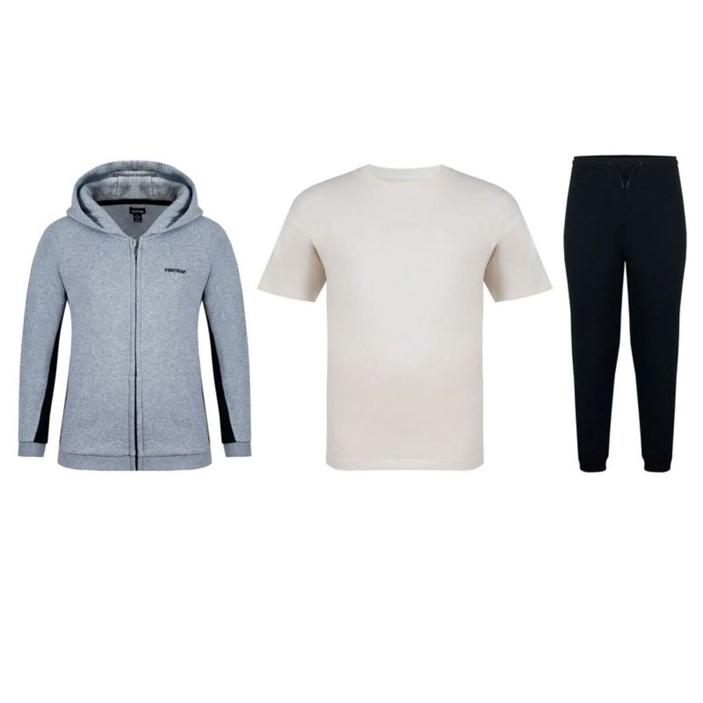 Firetrap Boys Logo Tracksuit Set (Pack of 3) / Black/Gray Marl